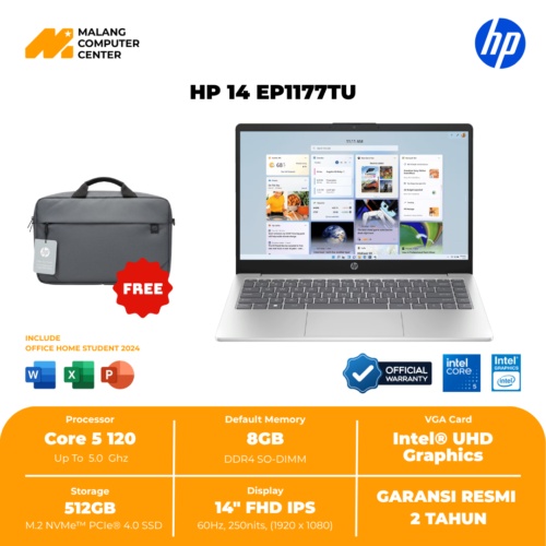 HP 14-EP1177TU CORE 5-120/4" FHD/8GB/512GB SSD/WIN11 OHS24 - SILVER