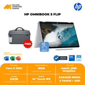HP OMNIBOOK 5 FLIP 14-FP0556TU CORE 5-120/16GB/512GB SSD/14" TOUCH/WIN11 OHS24 - SILVER